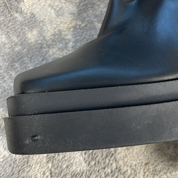 New Giaborghini Texan Knee High Western Boot Leather Stacked Platform Black 39 - Picture 7 of 16